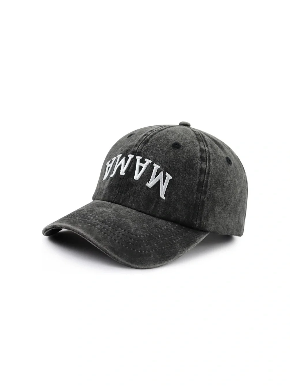 NWOT Mama Embroidered Distressed Hat - Charcoal Gray New